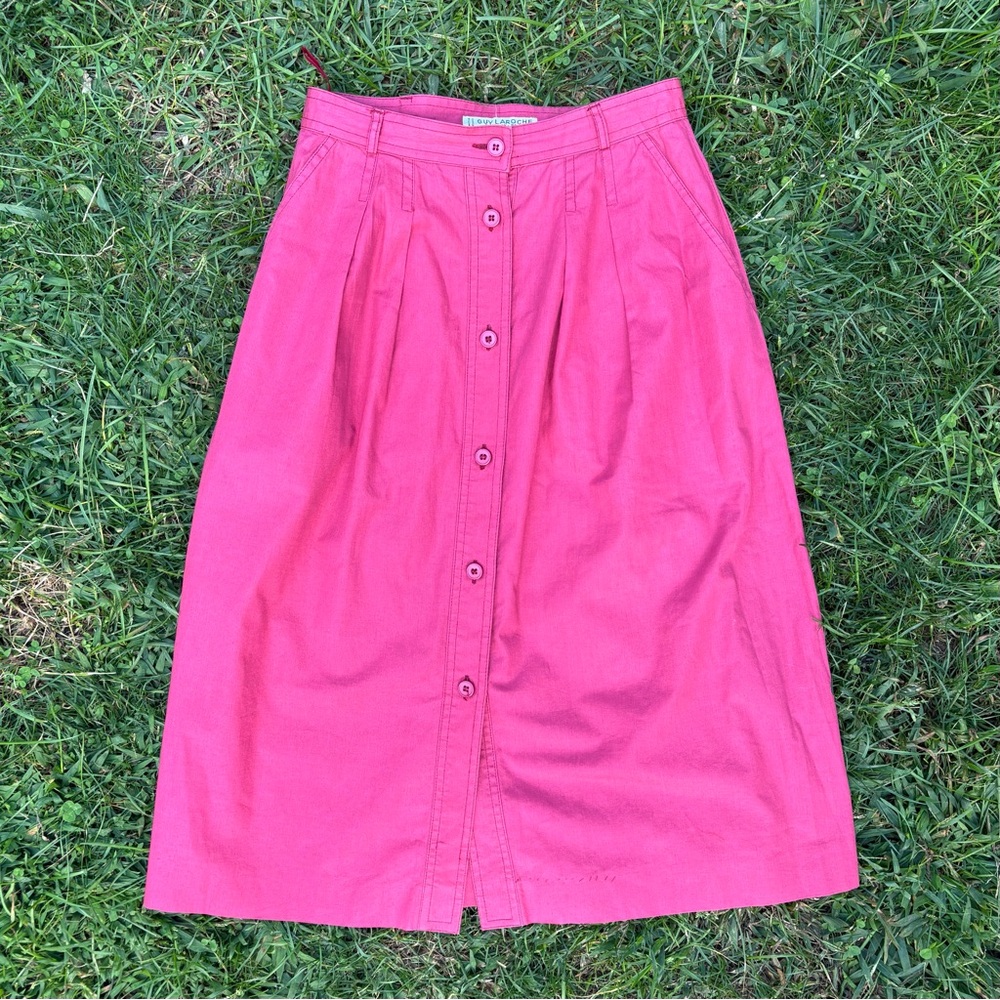 Vintage Guy Laroche mauve Button-Down a line Skirt